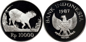 INDONESIA. 10000 Rupiah, 1987. Wildlife Series. PCGS PROOF-68 Deep Cameo.
KM-45. Wildlife Conservations Series: Wild Boar.

Estimate: $100.00- $150...