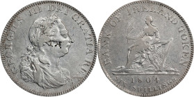 IRELAND. Silver Bank Token of 6 Shillings, 1804. Birmingham (Soho) Mint. George III. PCGS Genuine--Chop Mark, EF Details.
S-6615; KM-Tn1.
From a New...