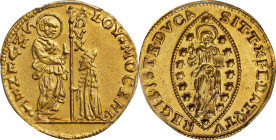 ITALY. Venice. Zecchino, ND (1700-09). Alvise II Mocenigo. PCGS Genuine--Cleaned, Unc Details.
Fr-1358; KM-460. Weight: 3.49 gms. 

Estimate: $150....