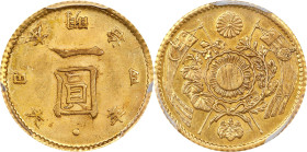 JAPAN. Gold Yen, Year 4 (1871). Osaka Mint. Mutsuhito (Meiji). PCGS MS-63.
Fr-49; KM-Y-9; JNDA-01-5; JC-09-5-1. AGW: 0.0483 oz. High Dot variety.

...