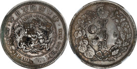 JAPAN. Trade Dollar, Year 8 (1875). Osaka Mint. Mutsuhito (Meiji). NGC VF Details--Chopmarked.
KM-Y-14; JNDA-01-12; JC-09-12-1. "Gin" countermark in ...