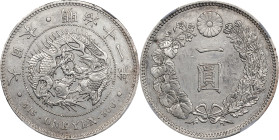 JAPAN. Yen, Year 11 (1878). Osaka Mint. Mutsuhito (Meiji). NGC AU Details--Harshly Cleaned.
KM-Y-A25.2; JNDA-01-10; JC-09-10-1.

Estimate: $400.00-...