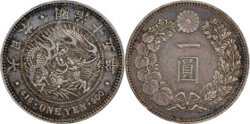 JAPAN. Yen, Year 15 (1882). Osaka Mint. Mutsuhito (Meiji). PCGS AU-53.
KM-Y-A25.2; JNDA-01-10; JC-09-10-1. 

Estimate: $600