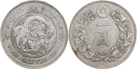 JAPAN. Yen, Year 18 (1885). Osaka Mint. Mutsuhito (Meiji). PCGS AU-53.
KM-Y-A25.2; JNDA-01-10; JC-09-10-1. 

Estimate: $200.00- $400.00