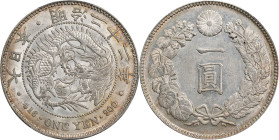 JAPAN. Yen, Year 22 (1889). Osaka Mint. Mutsuhito (Meiji). PCGS AU-58.
KM-Y-A25.3; JNDA-01-10A; JC-09-10-2. 

Estimate: $100