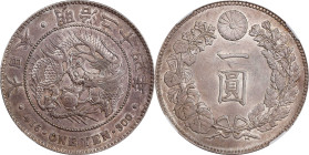 JAPAN. Yen, Year 24 (1891). Osaka Mint. Mutsuhito (Meiji). NGC MS-62.
KM-Y-A25.3; JNDA-01-10A; JC-09-10-2. 

Estimate: $200.00- $400.00