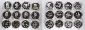MIXED LOTS. Group of Silver Crown-Sized Issues (24 Pieces), 1986-91. PROOF.
World Wildlife Fund (WWF) conservation series. Featuring the endangered s...