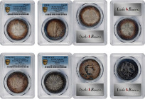 MIXED LOTS. Quartet of Silver Crowns (4 Pieces), 1890-1930. All PCGS Certified.
1) French Indo-China. Piastre, 1906-A. Paris Mint. PCGS Genuine--Clea...