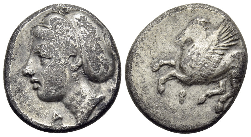 CORINTHIA. Corinth. Circa 350-300 BC. Drachm (Silver, 14 mm, 2.61 g, 12 h). Ϙ Pe...