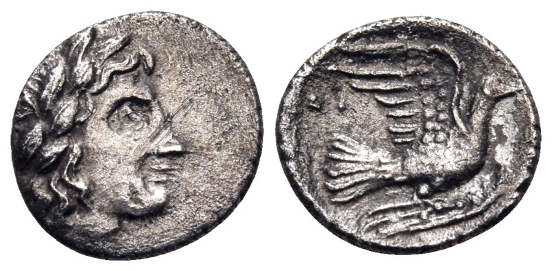 SIKYONIA. Sikyon. Circa 340s-320s BC. Obol (Silver, 11 mm, 0.76 g, 7 h). Laureat...
