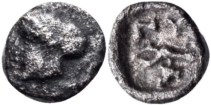 CIMMERIAN BOSPOROS. Nymphaion. Circa 400 BC. Hemiobol (Silver, 7 mm, 0.25 g, 6 h...