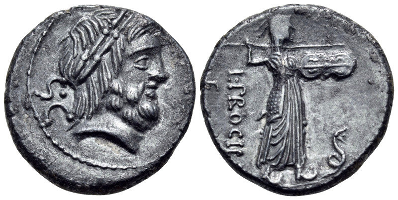 L. Procilius, 80 BC. Denarius (Silver, 18 mm, 3.60 g, 4 h), Rome. S · C Laureate...