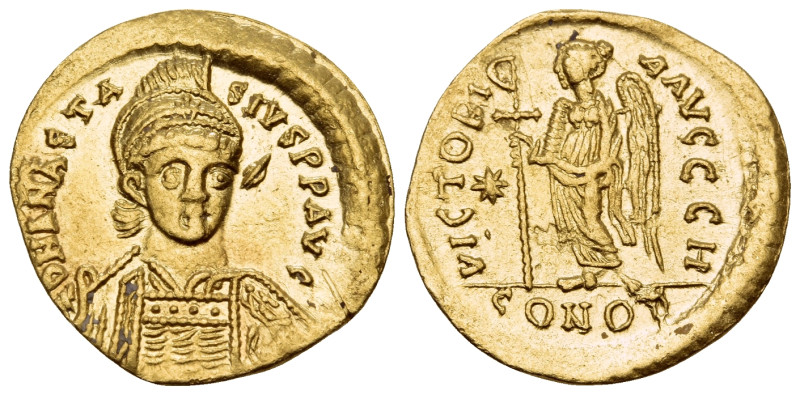 Anastasius I, 491-518. Solidus (Gold, 20 mm, 4.06 g, 6 h), Constantinople, 8th o...