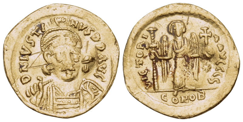 Justin I, 518-527. Solidus (Gold, 19 mm, 3.94 g, 6 h), Constantinople, 6th offic...