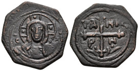 CRUSADERS. Antioch. Tancred, regent, 1101-1112. Follis (Bronze, 24 mm, 4.12 g, 5 h), fourth type. IC - XC Bust of Christ Pantokrator facing, raising r...