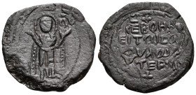 CRUSADERS. Antioch. Roger of Salerno, regent, 1112-1119. Follis (Bronze, 22 mm, 5.06 g, 11 h), second type. MH ӨV Theotokos standing orans, nimbate, i...