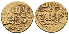 ISLAMIC, Mamluks. al-Zahir Timurbugha, AH 872 / AD 1467-1468. Ashrafi (Gold, 14 mm, 3.40 g, 8 h). Name and titles in three lines separated by two segm...
