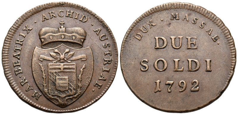 ITALY. Massa di Lunigiana. Maria Beatrice d'Este, 1790-1796. 30 Tornesi or 2 Sol...
