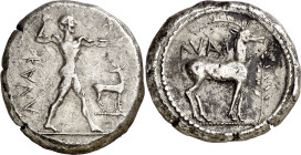 (475-425 a.C.). Italia. Kaulonia. Estátera. (S. 462) (CNG. I, 1419). 8,22 g. MBC.
