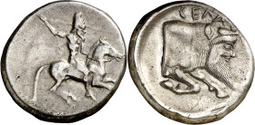 (490-475 a.C.). Sicilia. Gela. Didracma. (S. 713 var) (CNG. II, 363). 8,58 g. MBC.