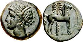 (310-280 a.C.). Incierta Sículo-Púnica. AE 17. (S. falta) (CNG. II, 1675). Acuñada en ¿Panormos?. 2,99 g. MBC+/EBC-.
