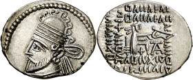 Imperio Parto. Pakoros II (77-105 d.C.). Dracma. (S.GIC. 5820) (Mitchiner A. & C. W. 669). Ex Tkalec 17/05/2010, nº 52. 3,64 g. EBC-.