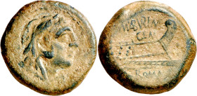 (132 a.C.). Gens Aburia. Cuadrante. (Spink 1156) (Craw. 250/2). 6,96 g. MBC.