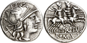 (hacia 138 a.C.). Gens Aelia. Denario. (Bab. 3) (Craw. 233/1). 3,90 g. MBC+.