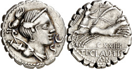 (hacia 79 a.C.). Gens Claudia. Denario. (Bab. 5) (Craw. 383/1). 3,76 g. MBC.