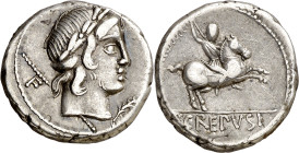 (hacia 82 a.C.). Gens Crepusia. Denario. (Bab. 1) (Craw. 361/1c). 4,11 g. MBC+.