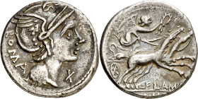 (hacia 109-108 a.C.). Gens Flaminia. Denario. (Bab. 1) (Craw. 302/1). 3,81 g. MBC.