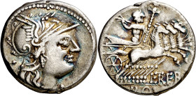 (hacia 135 a.C.). Gens Trebania. Denario. (Bab. 1) (Craw. 241/1a). 3,81 g. MBC.