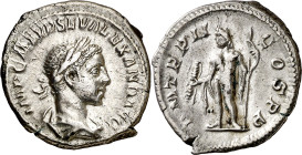 (223 d.C.). Alejandro Severo. Denario. (Spink 7891 var) (S. 229) (RIC. 19). 3,66 g. MBC/MBC+.