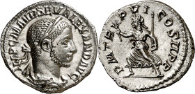 (227 d.C.). Alejandro Severo. Denario. (Spink 7904) (S. 319) (RIC. 67). Limpiada. 2,75 g. (EBC).
