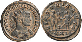 (286-288 d.C.). Diocleciano. Antoniniano. (Spink 12714 var) (Co. 479) (RIC. 279). 4,49 g. MBC+/MBC.