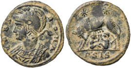 (330-333 d.C.). Constantino I. Siscia. AE 19. (Spink 16513) (Co. 17) (RIC. 222). Pátina verde. 2,24 g. MBC+.