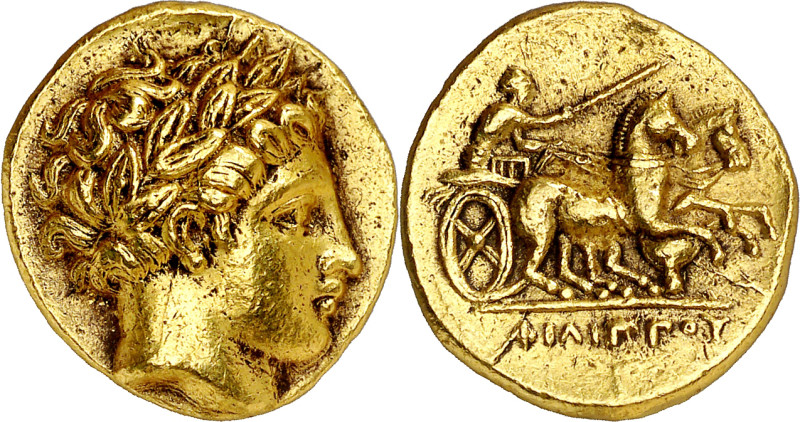Imperio Macedonio. Filipo II (359-336 a.C.). Pella. Estátera de oro. (S. 6664 va...