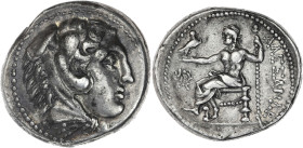 Macédoine, au nom d' Alexandre III le Grand - Tetradrachme (Astibus) frappé pour la Péonie sous Audéolon
R/ Couronne dans le champ à gauche.

Argen...