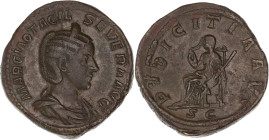 Otacilia Severa - Sesterce (Rome)
R/ La Pudeur assise à gauche - PVDICITIA AVG / S C (La Pudeur de l'Auguste).

Cuivre - 21,02 grs - 31 mm
RIC.209...