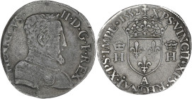 Henri II - 1/2 teston à la tête nue 1er type 1552 A (Paris) 

Argent - 4,67 grs - 26 mm
G.365A
TTB-

Type assez rare. Patine grise ancienne.