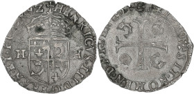 Henri III - Douzain du Dauphiné aux 2 H non couronnés 1589 Z (Grenoble)

Billon- 2,05 grs - 23 mm
G.473
TTB

Rare (R3 dans le Gadoury des royale...