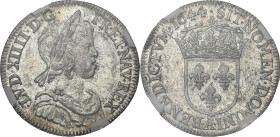 Louis XIV - 1/4 écu mèche courte 1644 A (Paris)

Argent - 6,87 grs - 27 mm
G.139
SPL / GENI MS63

Monnaie gradée par GENI en MS63. Magnifique ex...