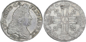 Louis XIV - 1/2 écu aux 8 L 1er type 1690 A (Paris)
Flan réformé.

Argent - 13,27 grs - 33 mm
G.184
TTB+

Très bel exemplaire !