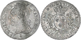 Louis XV - 1/10 écu à la vieille tête 1772 A (Paris)

Argent - 2,92 grs - 21,5 mm
G.293
TTB+

Type assez rare et superbe exemplaire !