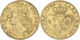 Louis XV - Louis d'or au bandeau 1746 W (Lille)

Or - 8,17 grs - 23,5 mm
G.341
TTB+

Bel exemplaire, infime paillage à l'avers.