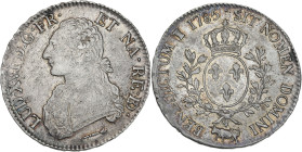 Louis XVI - Ecu de béarn au buste habillé 1785 (Pau)

Argent - 29,22 grs - 41,5 mm
G.356a
TTB+

Très bel exemplaire.