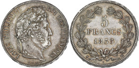 Louis-Philippe tête laurée - 5 francs 1835 M (Toulouse)

Argent - 25,13 grs - 37 mm
F.324-49 / G.678
SUP

Assez rare et superbe exemplaire. Magn...