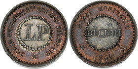 Louis-Philippe - Essai bimétallique de un décime 1847 (Paris)

Bronze - 3,94 grs - 20 mm
VG.2995 / Maz.1137
SUP à SPL

Rare et superbe essai.