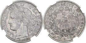 Cérès - 2 francs 1895 A (Paris)

Argent - 9,99 grs - 27 mm
F.265-17 / G.530A
SPL- / MS62

Monnaie gradée par GENI en MS62. Superbe exemplaire !...