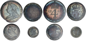 Royaume-Uni, Victoria - Maundy set 1896 - Prooflike

1 penny argent (KM19-775) - FDC / PCGS PL67
2 pence (KM19-776) - FDC / PCGS PL67 
3 pence (KM...